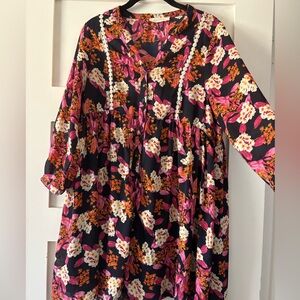 Floral Long Sleeve Button Down Dress